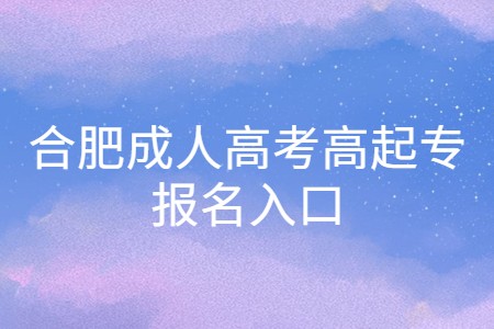 合肥成人高考高起专报名入口