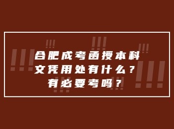 合肥成考函授本科文凭用处有什么？有必要考吗？
