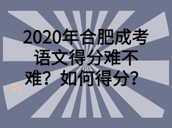 2020年合肥成考语文得分难不难？如何得分？