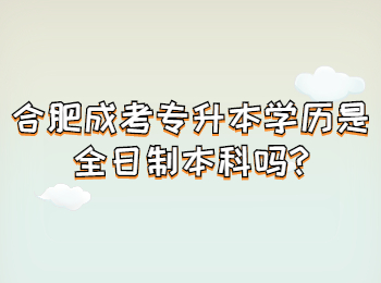 合肥成考专升本学历是全日制本科吗