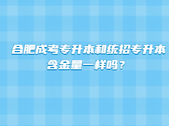 合肥成考专升本和统招专升本含金量一样吗？