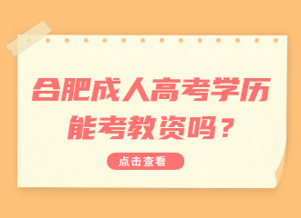 合肥成人高考学历能考教资吗？